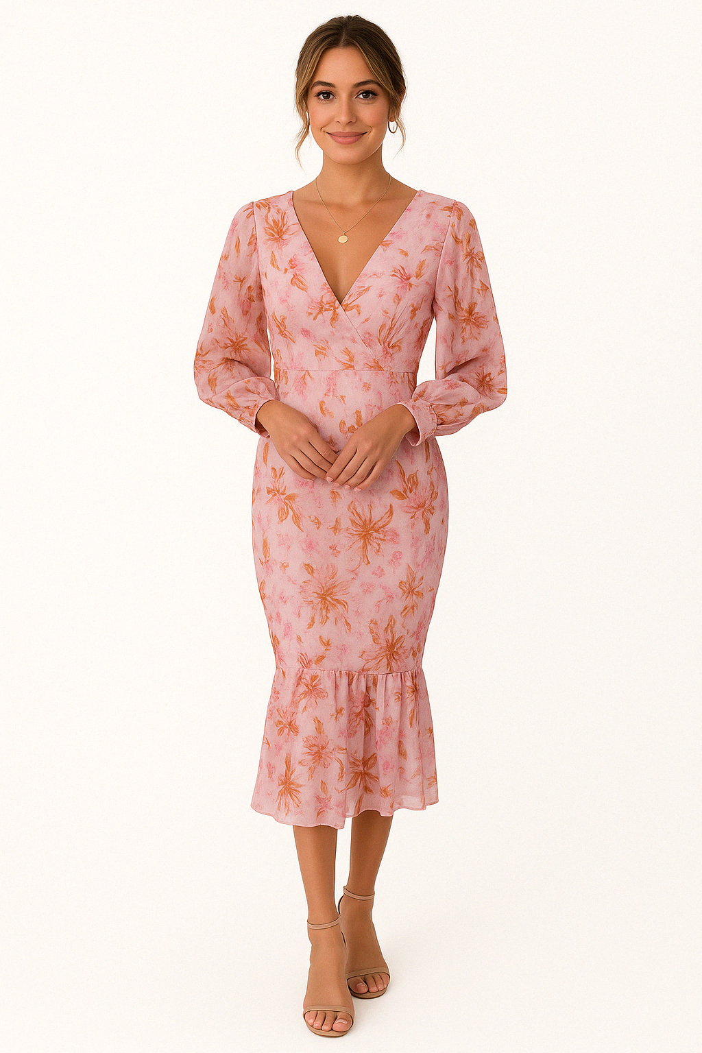 Liora - Elegante geplooide jurk met bloemenprint voor dames